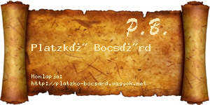 Platzkó Bocsárd névjegykártya